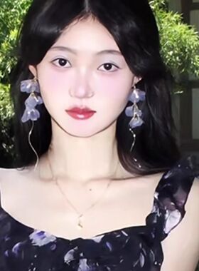 紫色铃兰花流苏耳环夏日超仙氛围感甜美小众耳夹新款