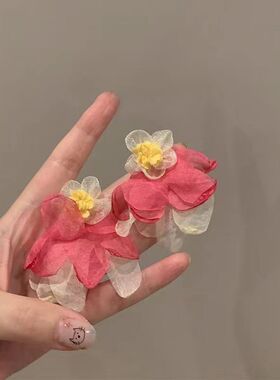 鞠婧祎同款黄色耳钉长款流苏耳环仙气森系甜美小众设计感耳饰耳坠