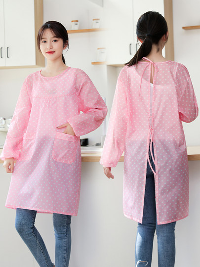 Thin waterproof and oil-proof coveralls for men and women with zipper apron