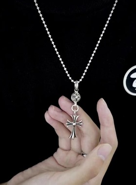 尅罗伈潮个性项链经典圆球十字架童军花项链喜哥同款毛衣链情侣