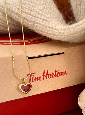 复古红色滴釉爱心项链轻奢小众高级感设计简约气质锁骨毛衣链秋冬