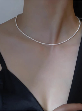 2mm极细小米珠项链时尚气质简约设计感小众高级叠戴日常百搭颈链