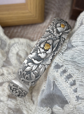 足银999实心牡丹银手镯