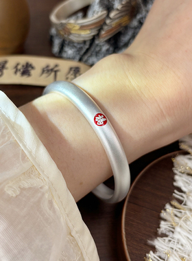 航达银匠足银9999实心开口手镯