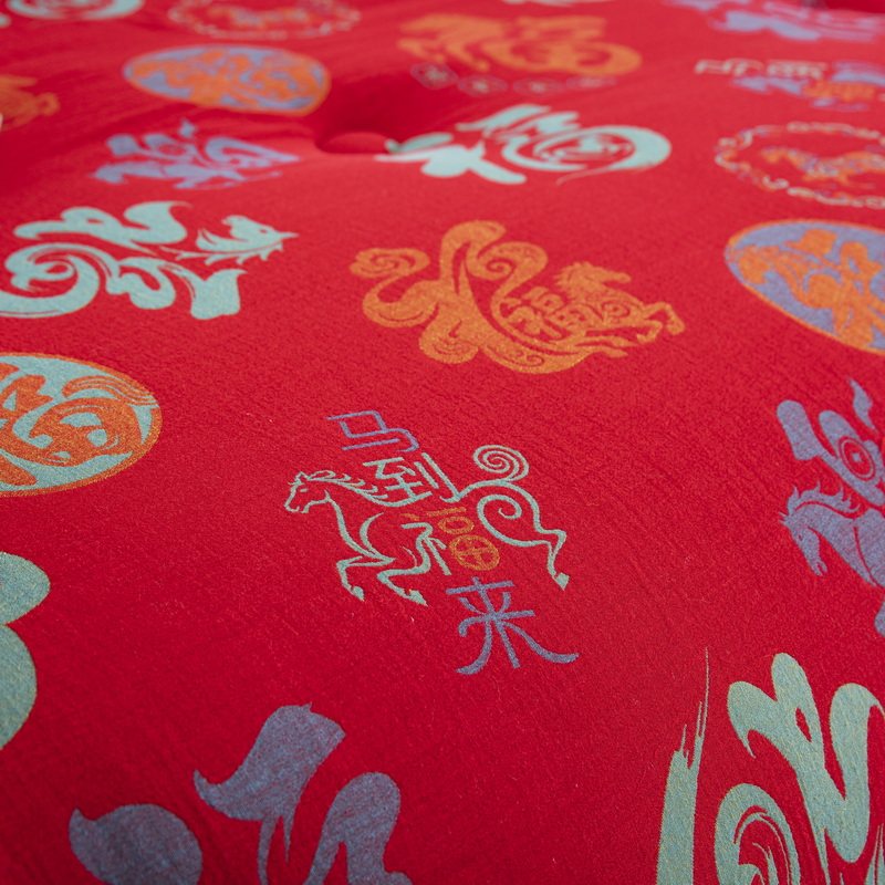 纯棉百福被A类全棉双层纱被子双春年送妈妈喜庆红被子本命年床单