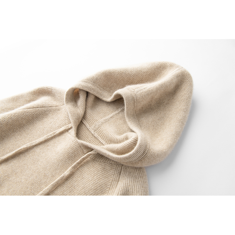 给识货的你!100%山羊绒男士羊绒衫卫衣带帽休闲套头毛衣打底衫 - 图0