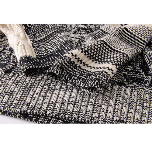 偏爱的款~新款休闲费尔岛纹理提花百分百纯山羊绒针织毛衣女 - 图0