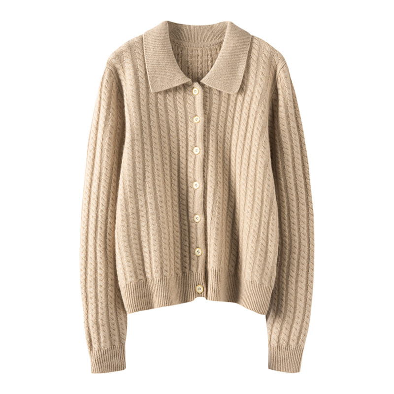 加厚100纯山羊绒衫女开衫翻领显瘦秋冬宽松短款时尚毛衣毛衫E2709,淘宝优惠券,粉丝福利购,淘宝优惠卷