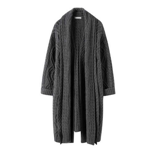 萨琪尼懒懒冬日’100%山羊绒1500g左右针织围巾中长外套两件套 - 图3