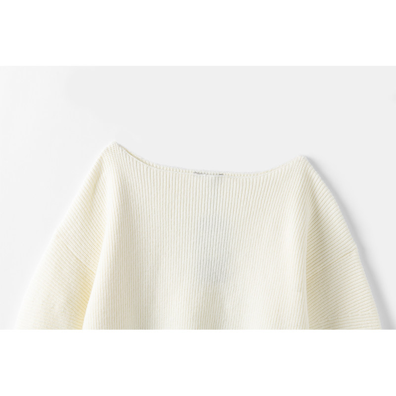 优雅时尚共存~100%纯山羊绒衫女设计感弧形袖一字肩针织毛衣秋冬,淘宝优惠券,粉丝福利购,淘宝优惠卷