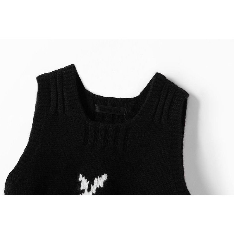 狂爱品质感~新款小白兔纯羊绒黑色针织衫圆领套头背心马甲女,淘宝优惠券,粉丝福利购,淘宝优惠卷