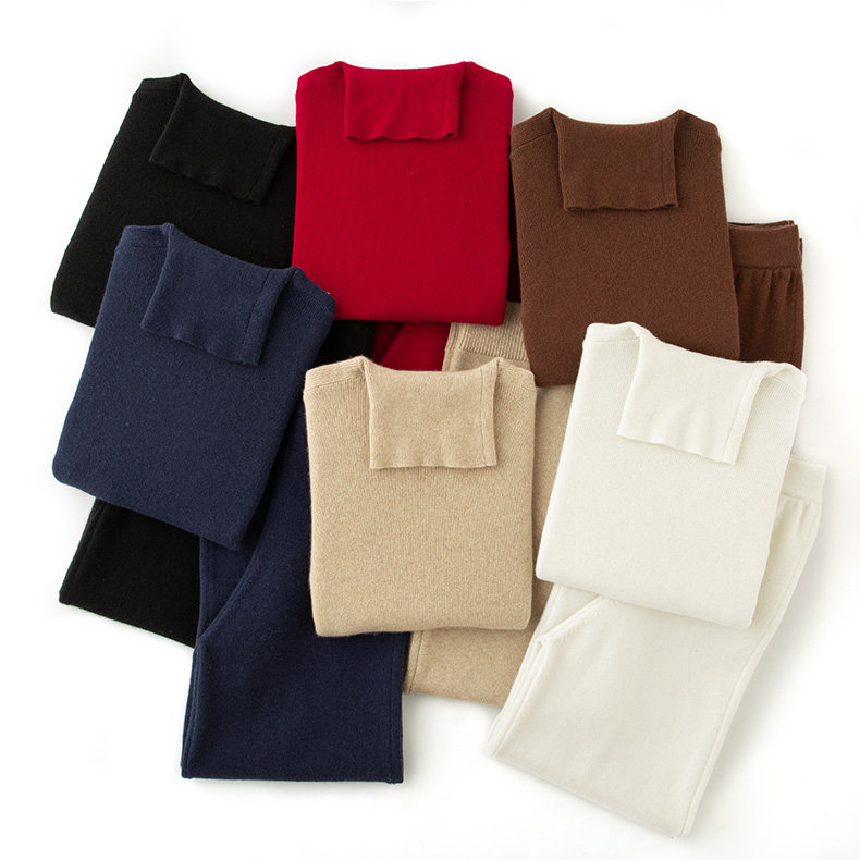 好穿气质到爆！高领羊绒衫女纯羊绒毛衣直筒阔腿裤子白色羊绒套装,淘宝优惠券,粉丝福利购,淘宝优惠卷