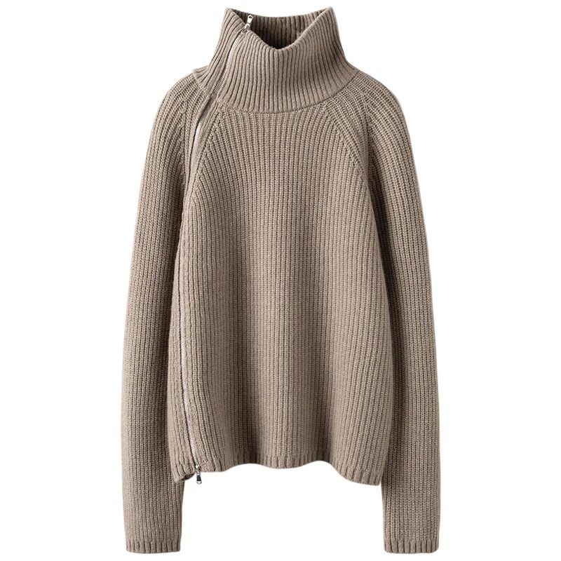 抗寒刚需！男女同款粗针重磅加厚斜拉链立领纯山羊绒衫女毛衣秋冬,淘宝优惠券,粉丝福利购,淘宝优惠卷