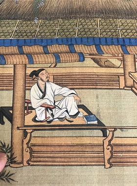 1:1美国克利夫兰美术馆藏画真迹高清复制明仇英独乐园图手卷装裱