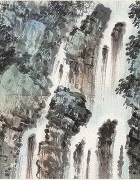 袁松年鼎湖观瀑图古画水墨名画