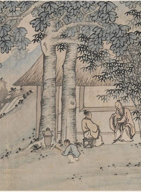 沈周摹古图册明清山水画复制传