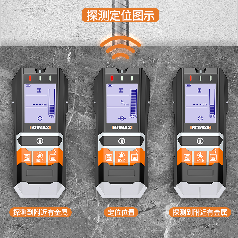 科麦斯墙体探测仪电工墙内电线探测器管道钢筋水管金属线管检测仪-图1