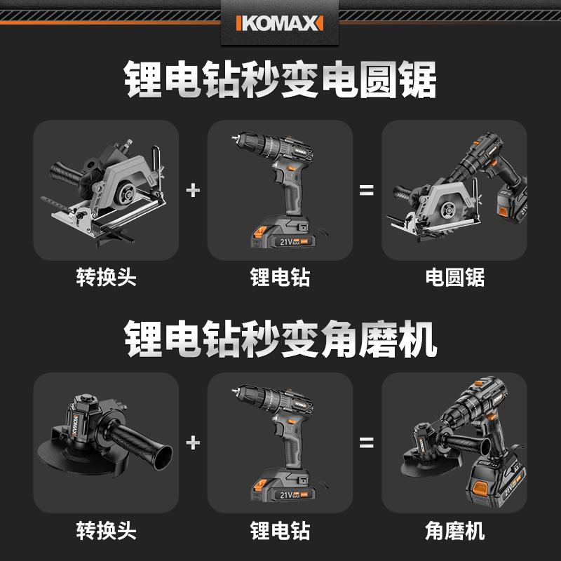 手电钻变角磨机切割机转换头冲击钻家用锂电池手电动钻多功能神器 - 图0