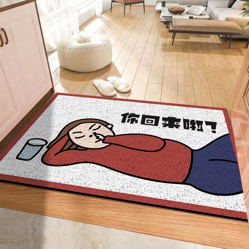 入户门地垫玄关丝圈进门脚垫耐脏防滑蹭土地毯搞怪门垫可裁剪垫子 - 图2