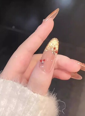 爆闪亮晶樱桃假指甲贴