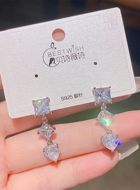 银针精致爆闪彩色方形冰花切锆石