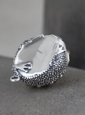 金925银复古三条腿金蟾手工diy银饰包挂汽车钥匙挂件铃铛吊坠