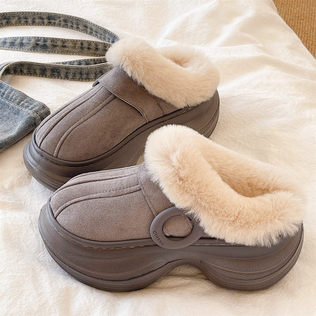 Qiaohui Fashion Thick Sole High Heeled Cotton Slippers