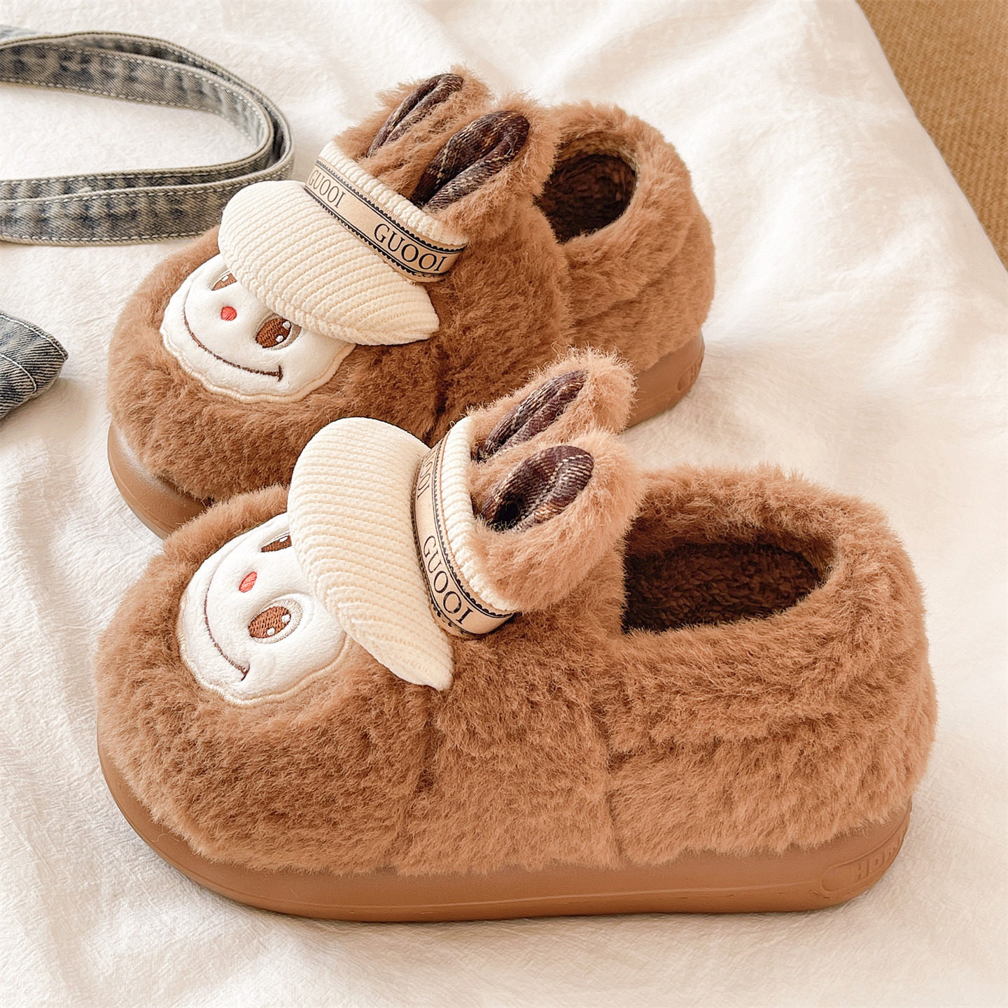 月子棉拖鞋女冬季毛绒保暖防滑厚底居家室内可爱搞怪兔子包跟棉鞋,淘宝优惠券,粉丝福利购,淘宝优惠卷