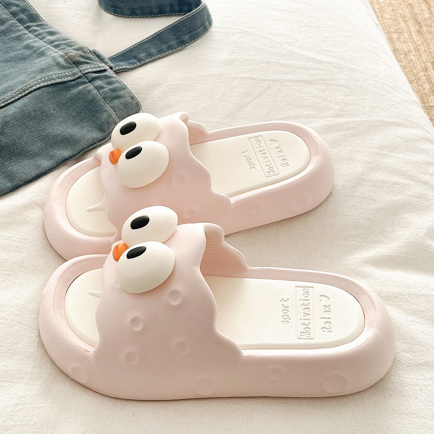 可爱大眼睛凉拖鞋女夏季外穿家居2026新款学生宿舍防滑厚底一字拖,淘宝优惠券,粉丝福利购,淘宝优惠卷