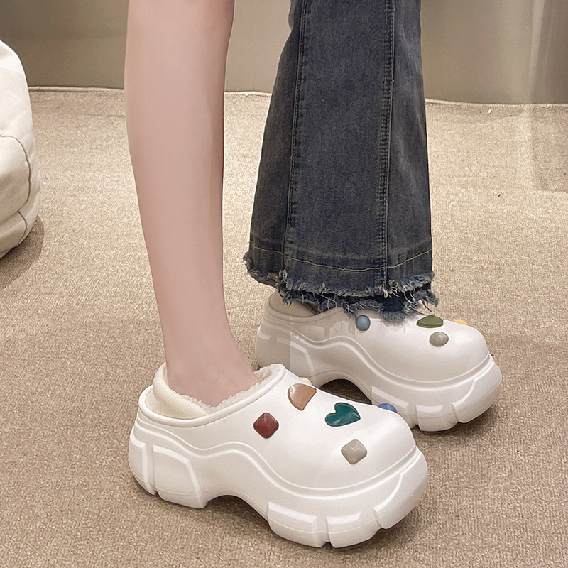 时尚彩色石棉拖鞋女冬季外穿室内厚底增高跟防水加绒保暖包跟棉鞋,淘宝优惠券,粉丝福利购,淘宝优惠卷