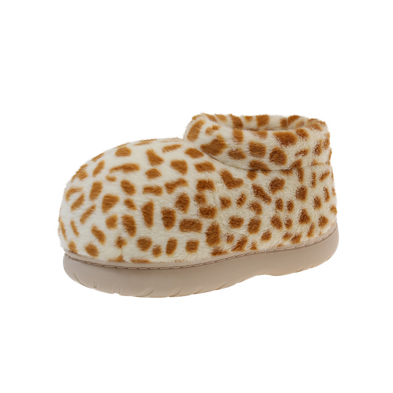 时尚豹纹毛毛棉拖鞋女冬季室内家居加绒保暖高帮包跟月子棉鞋,淘宝优惠券,粉丝福利购,淘宝优惠卷