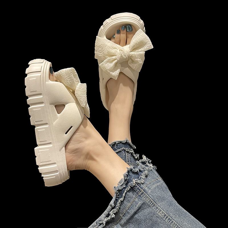 厚底增高凉拖鞋女夏季新款外穿可爱蝴蝶结交叉室内居家防滑一字拖,淘宝优惠券,粉丝福利购,淘宝优惠卷