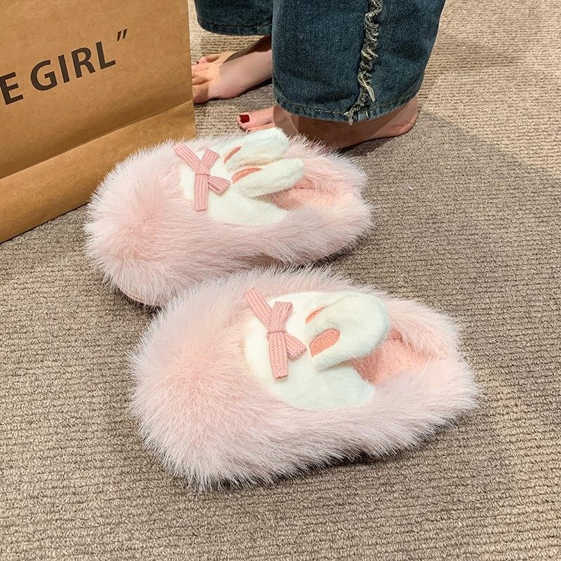 可爱小兔子棉拖鞋2025新款少女心卧室防滑家居保暖毛毛鞋月子鞋冬,淘宝优惠券,粉丝福利购,淘宝优惠卷