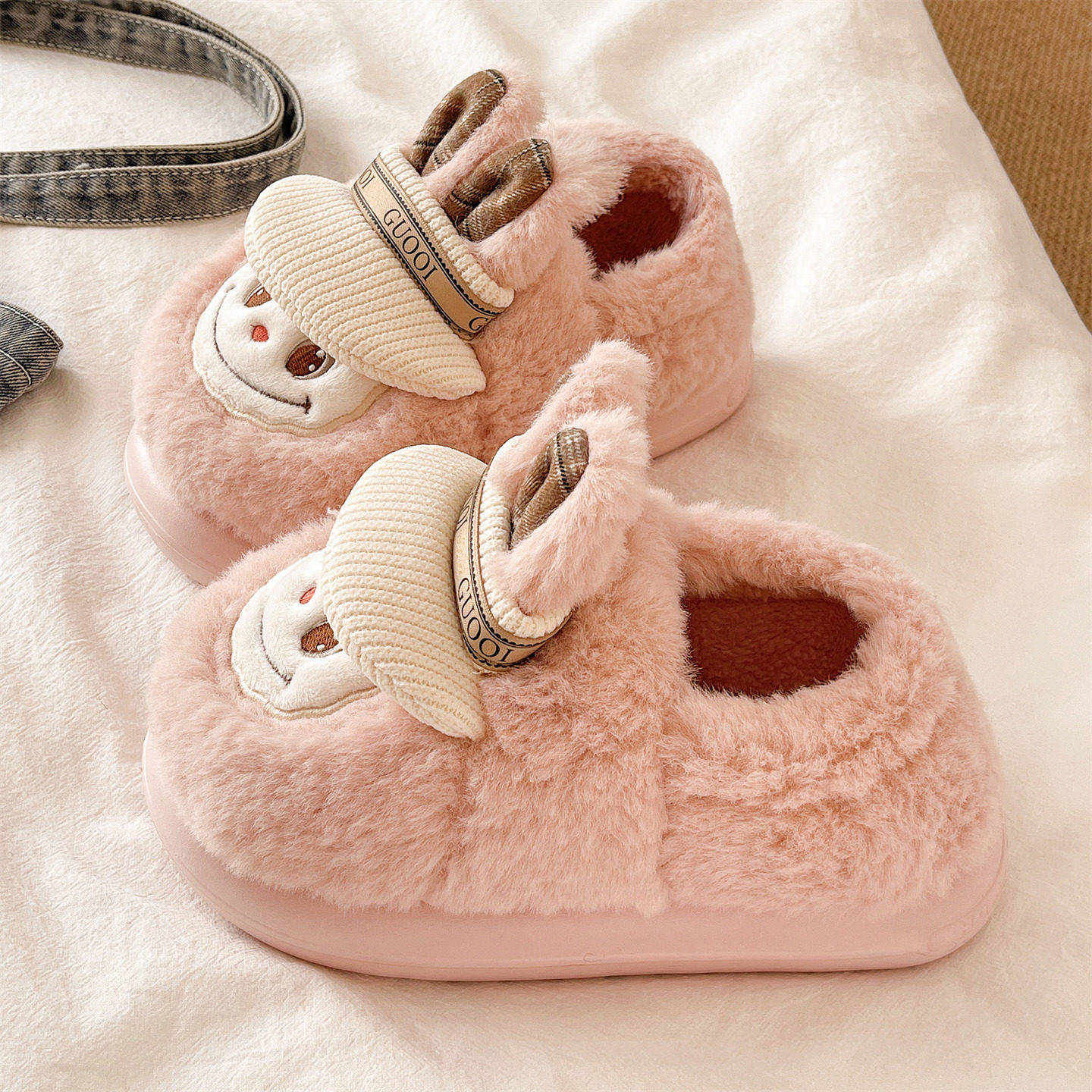 月子棉拖鞋女冬季毛绒保暖防滑厚底居家室内可爱搞怪兔子包跟棉鞋,淘宝优惠券,粉丝福利购,淘宝优惠卷