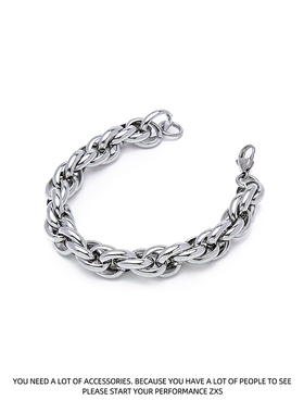 欧美麻花粗链条钛钢手链男潮