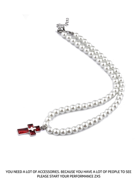 高级感血液十字架珍珠项链