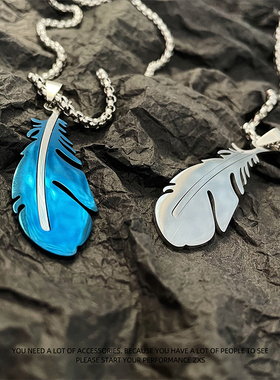 高级感克莱因蓝羽毛项链男潮