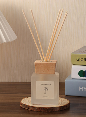 新款方形磨砂液体香薰简约家居卧室香薰摆件留香持久藤条香薰50ml