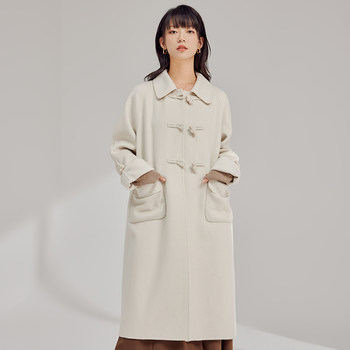 gcrues ປັບປຸງປຸ່ມ horn double-sided woolen coat for women spring and autumn 2024 new style woolen coat Korean loose