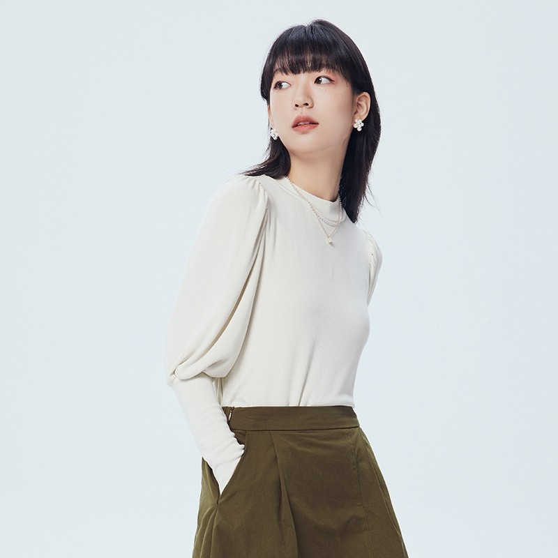 gcrues2025年春新款灯笼袖长袖T恤设计感小众蝙蝠袖针织衫女春秋,淘宝优惠券,粉丝福利购,淘宝优惠卷