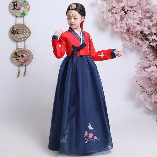 朝鲜服装儿童韩服鲜族服改良韩国古装女童大长今公主裙舞蹈演出服 - 图0