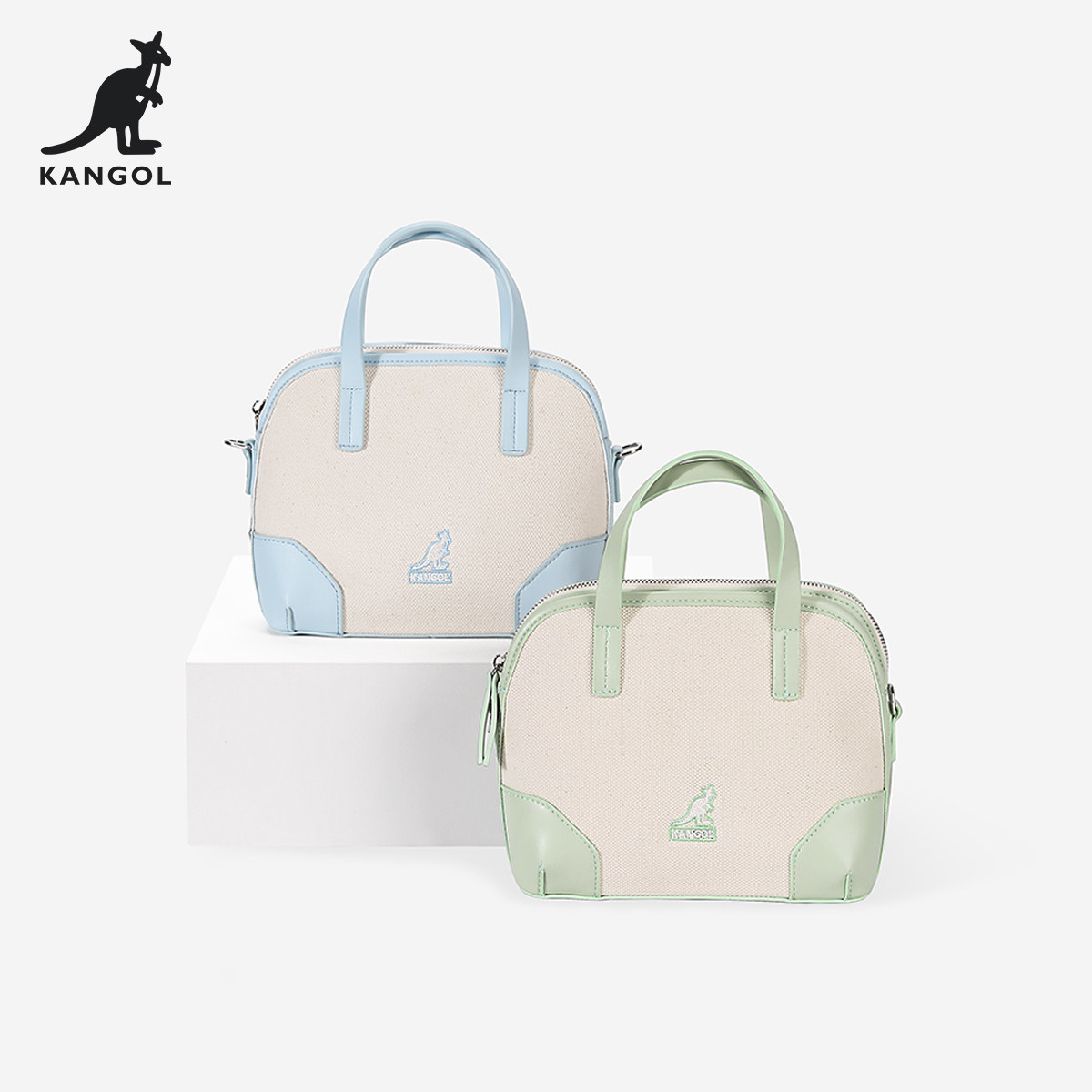 KANGOL单肩贝壳包包女时尚拼接学院风手提包高级感百搭休闲斜挎包,淘宝优惠券,粉丝福利购,淘宝优惠卷