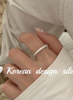 韩系ins风高级感银饰 S925纯简约麻花素圈戒指ins风小众设计叠戴