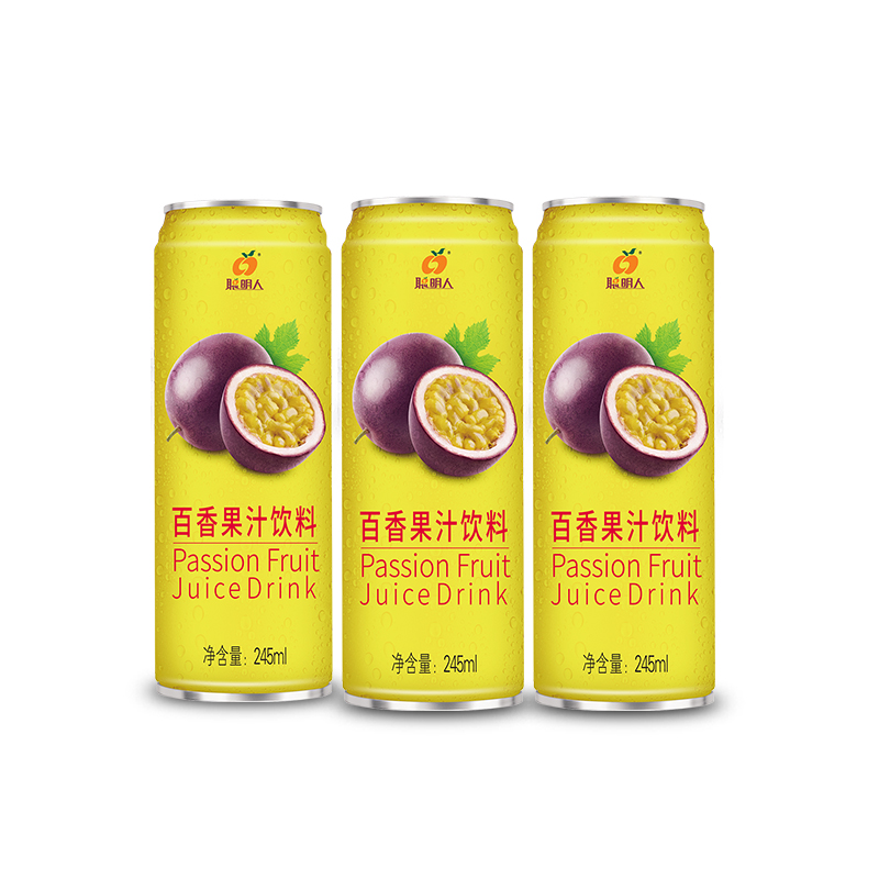 广东河源特产聪明人百香果果汁245ml/12支 酸甜果汁饮料易拉罐装 - 图3