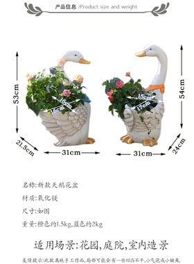 天鹅花盆阳台园装饰摆件庭院动物