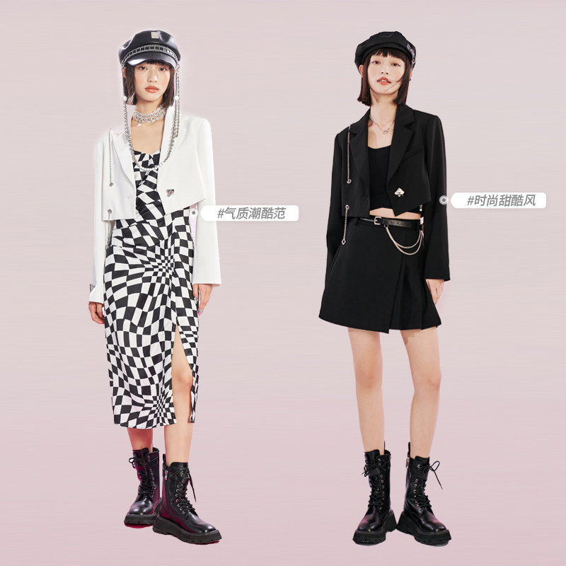 洛丽帕链条装饰短款小西装外套女春 洛丽帕西装