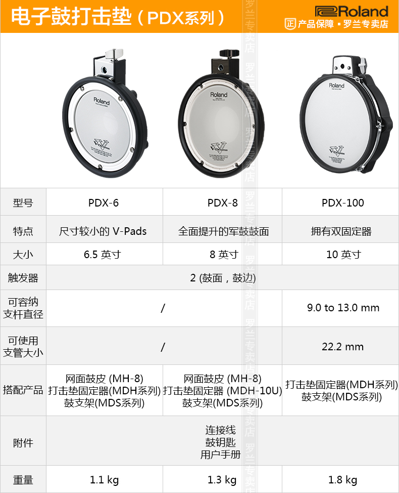 Roland罗兰电子鼓CY5 CY8镲片PDX100打击垫KT10 MDY-12支架 - 图0