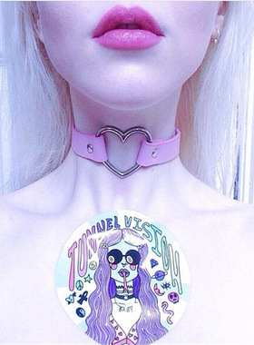 日本原宿桃心朋克风大圆环脖链