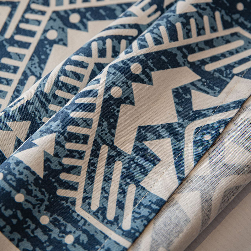 复古蓝色餐桌布几何印花东南亚民族风长方形桌布圆桌茶几台布盖布 - 图1