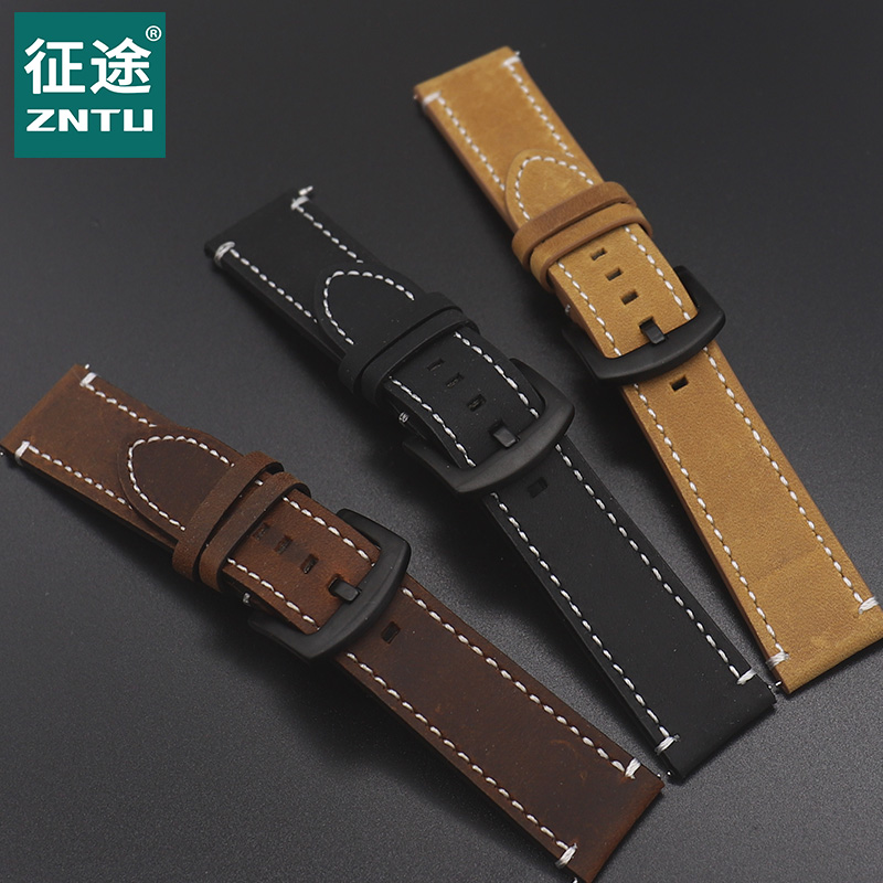 征途真皮代用天梭沛纳海天王dw表带 zntu征途配件